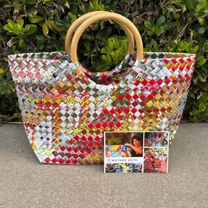 Multicolor Woven Tote Bag